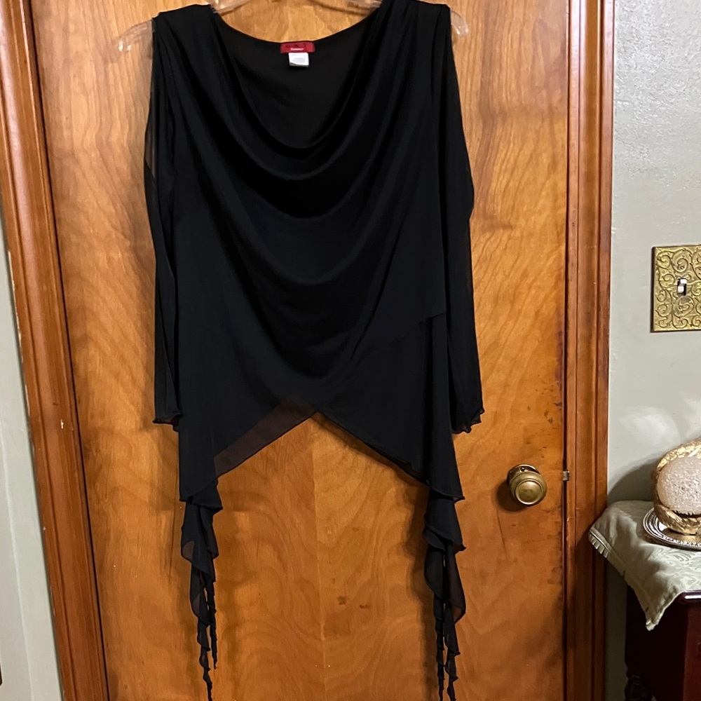 Vintage Y2K era sheer black asymmetrical handkerchief him tap